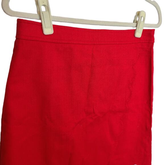 J. Crew Skirt Mini Skirt Pencil Skirt Womens 8 Red Scalloped Cotton Skirt Womens - Picture 2 of 8